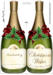 Large Dl Christmas Champagne Bottle Shaped Card