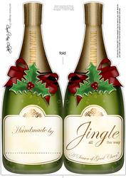Large Dl Christmas Champagne Bottle Shaped Card