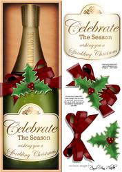 Large Dl Christmas Champers in a Box Quick Card 3D Decoupage