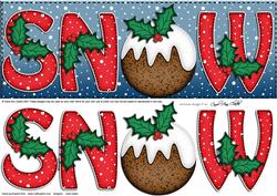 Large Dl Xmas Snow with Puddings Quick Card N 3D Decoupage