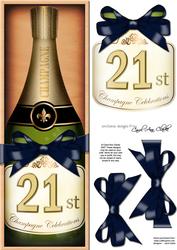 Large Dl 21st Champers in a Box Quick Card 3D Decoupage