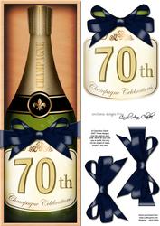 Large Dl 70th Champers in a Box Quick Card 3D Decoupage