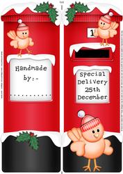 Large Dl Xmas Little Birdie Postbox Shaped Card