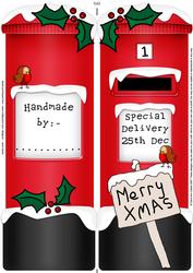 Large Dl Xmas Robins Postbox Shaped Card