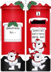 Large Dl Xmas Polar Bears Postbox Shaped Card