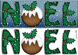 Large Dl Xmas Noel with Puddings Quick Card N 3D Decoupage