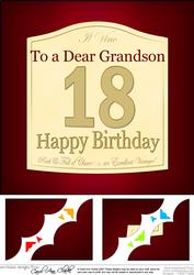 8x8 18th Birthday Grandson Wine Label Scalloped Corner