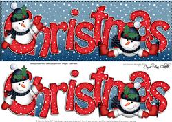 Large Dl Xmas Christmas with Snowman Quick Card 3D Decoupage