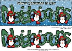 Large Dl Xmas Neighbours with Penguins Quick Card Decoupage
