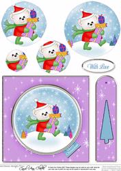 Xmas Teddy Quick Card with Pyramage