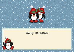 Large Dl Christmas Insert with Penguins
