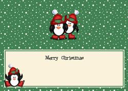 Large Dl Christmas Insert with Penguins