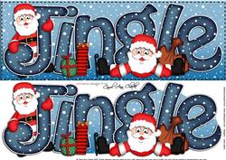 Large Dl Xmas Jingle with Santa Quick Card with 3D Decoupage