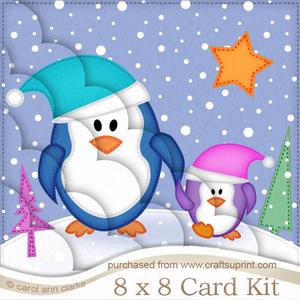 8 x 8 Xmas Penguin Felties Kit with Scalloped Corners