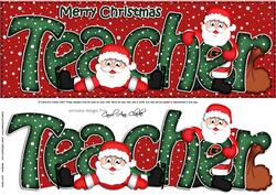 Large Dl Xmas Teacher with Santa Quick Card N Decoupage