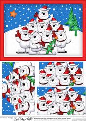A5 Xmas Polar Bears Pyramage Topper