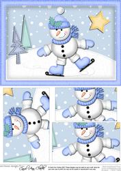 A5 Xmas Skating Snowman Pyramage Topper