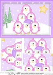 A5 Xmas Penguins Pyramage Topper