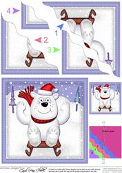 Xmas Sledging Polar Bear Wavy Corner Side Stacker