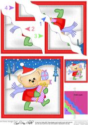 Xmas Teddy Bear Wavy Corner Side Stacker
