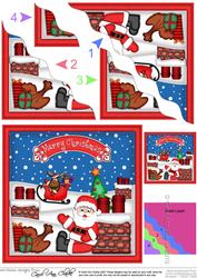 Xmas Rooftop Santa Wavy Corner Side Stacker Topper