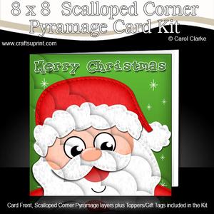 8 x 8 Santa Fun Novelty Xmas Card Kit N Scalloped Corners