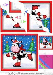 Xmas Milly Moo Cow Wavy Corner Side Stacker Topper