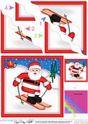 Xmas Skiing Santa Wavy Corner Side Stacker Topper