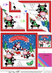 Xmas Moo Cows Wavy Corner Side Stacker Topper