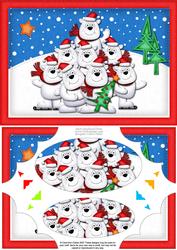 A5 Xmas Polar Bears Scallop Corners and Pyramage