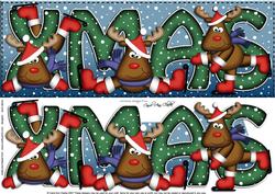 Large Dl Xmas Rudolph Quick Card with 3D Decoupage
