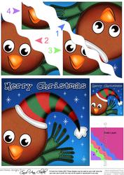 Xmas Robin Fun Novelty Wavy Corner Side Stacker Topper