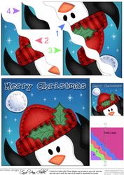 Xmas Penguin Fun Novelty Wavy Corner Side Stacker Topper