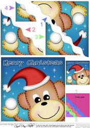 Xmas Cute Monkey Fun Novelty Wavy Corner Side Stacker Topper