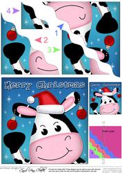 Xmas Milly Moo Fun Novelty Wavy Corner Side Stacker Topper