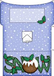 Xmas Snow with Puddings Money or Gift Wallet and Card