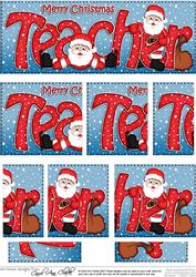 Christmas Teacher with Penguins Dl Side Stacker Topper