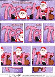 Christmas Teacher with Penguins Dl Side Stacker Topper