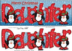 Large Dl Xmas Daughter with Penguins Quick Card 3D Decopage