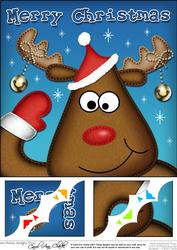 8 x 8 Xmas Rudolph Fun Novelty Scalloped Corner Topper