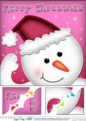 8 x 8 Xmas Snowman Fun Novelty Scalloped Corner Topper