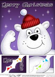 8 x 8 Xmas Polar Bear Fun Novelty Scalloped Corner Topper