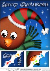 8 x 8 Xmas Robin Fun Novelty Scalloped Corner Topper