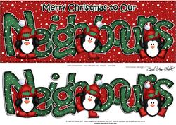 Large Dl Xmas Neighbours with Penguins Quick Card Decoupage
