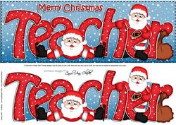 Large Dl Xmas Teacher with Santa Quick Card N Decoupage