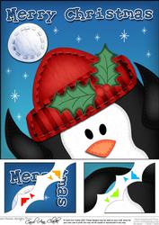 8 x 8 Xmas Penguin Fun Novelty Scalloped Corner Topper