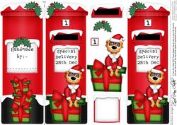 Xmas Meerkat Postbox Shaped Card N 3D Decoupage