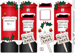 Xmas Robins Postbox Shaped Card N 3D Decoupage