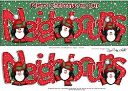 Large Dl Xmas Neighbours with Penguins Quick Card Decoupage