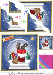 Xmas Santa Got Stuck Snowglobe Wavy Corner Side Stacker